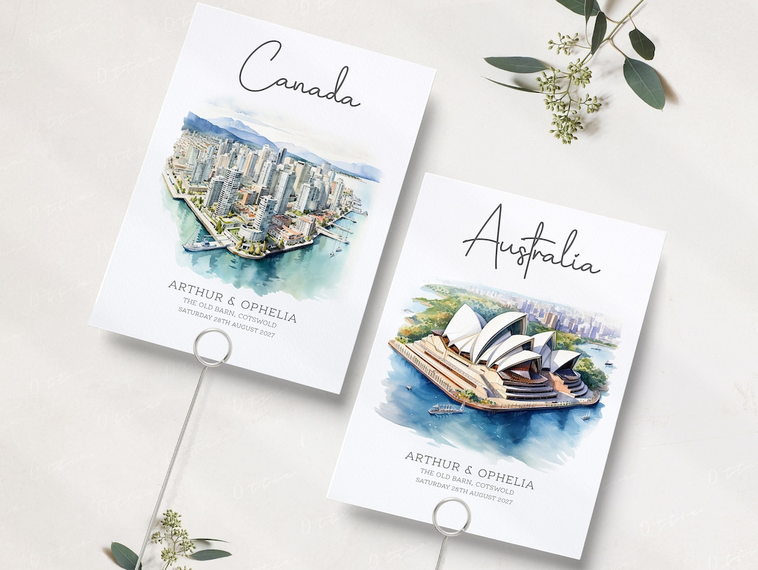 Travel Table Numbers for Wedding | Destination Icon Table Names ...