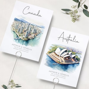 Travel Table Numbers For Wedding | Destination Icon Table Names | Wedding Table Numbers | Table Name Cards | Reception Table Numbers PRINTED