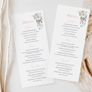 Karta menu weselnego | Menu na stół świąteczny | Menu na kolację weselną | Spersonalizowana karta menu dla gości | DRUKOWANE