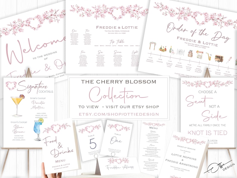 Wedding Order Of The Day Pink Cherry Blossom Sign Reception Sign Wedding Timeline Sign Wedding Signs Wedding Welcome Sign Printed image 9