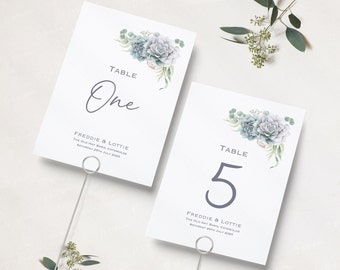 Succulent Wedding Table Numbers | Table Names | Table Cards | Green Reception Table Numbers | Succulents Table Name Cards | Centrepiece