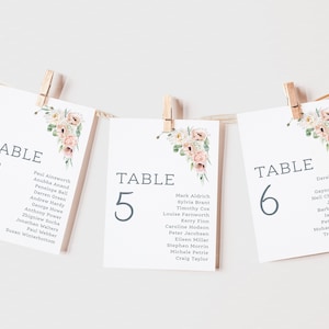 PRINTED  Wedding Seating Plan Cards | Peach Pink Table Plan Cards | Table Numbers | Table Plan | Seating Chart | Wedding Cards | Table Names