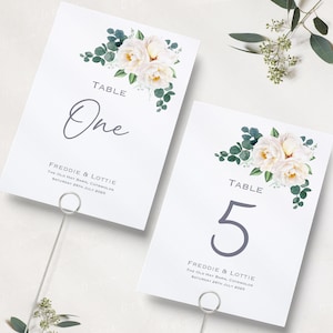 Hochzeit Tischnummern | Personalisiertes Hochzeitspapier Tischnamen | Empfang Tischnummern | Tischnamenkarten | A5 & A6 | Gedruckt