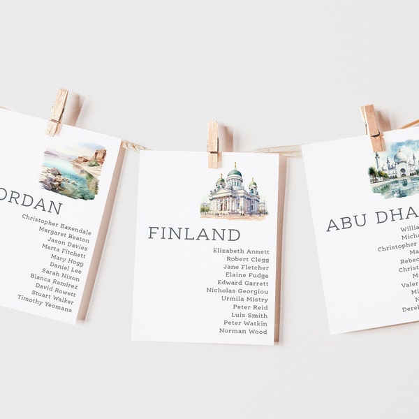 Travel Icon Table Plan Cards | Travel Theme Table Plan | Destination Wedding | Where In The World | Table Names | Seating Plan Cards