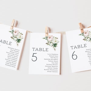 Wedding Table Plan Cards | Table Number's | Seating Plan Cards | Pink & White Wedding Stationery | Wedding Cards | Table Names |PRINTED