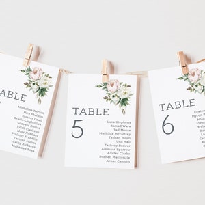 Wedding Table Plan Cards | Table Number&#39;s | Seating Plan Cards | Pink & White Wedding Stationery | Wedding Cards | Table Names |PRINTED