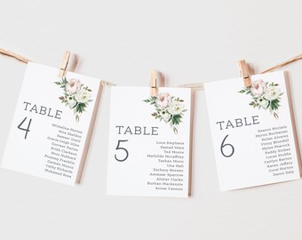 Wedding Table Plan Cards | Table Number's | Seating Plan Cards | Pink & White Wedding Stationery | Wedding Cards | Table Names |PRINTED