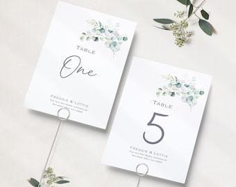 Eucalyptus Wedding Table Numbers | Green Leaf Wedding Reception | Table Names | Reception Table Numbers | Table Name Cards | A5 & A6 | UK