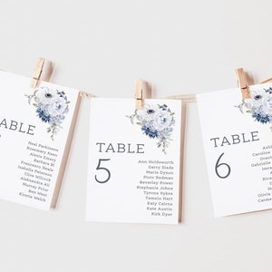 Wedding Table Plan Cards | Table Plan | Table Number's | Blue Plan | Seating Plan Cards | Ice Blue Wedding Stationery | Table Names |PRINTED