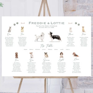 Dog Wedding Table Plan, Personalised Dog Seating Chart, Wedding Seating Plan, Reception Sign, Seating Chart, Table Planner, Wedding Sign