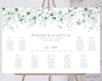 Eucalyptus Wedding Table Plan | Wedding Breakfast Seating Plan | Reception Sign | Seating Chart | Table Planner | Wedding Signs | Printed