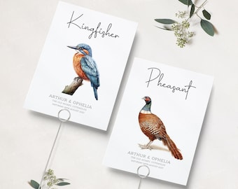Bird Table Numbers For Wedding | Animal Table Names | Illustrated Wedding Table Cards | Wedding Table Numbers |Bird Theme Wedding  | PRINTED