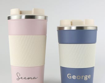 Personalised Insulated Tea/Coffee Cup - Stainless Steel - Leak-proof - Travel Mug - Gift For Her/Him - Tumbler - Thermal - 380ml or 510ml
