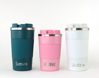 Tazza termica personalizzata per tè/caffè - Calda o fredda - Acciaio inossidabile - A prova di perdite - Tazza da viaggio - Regalo per lei/lui - 380 ml o 510 ml