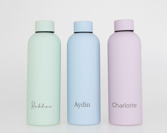 Personalised Insulated Water Bottle - Horizontal Name - Perfect for School, Travel, Office, Gym....Anywhere - Laser Engraved!