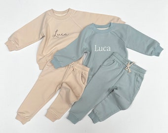 Personalised Kids Organic Cotton Tracksuit - Embroidered Name - Perfect for Baby and Toddler