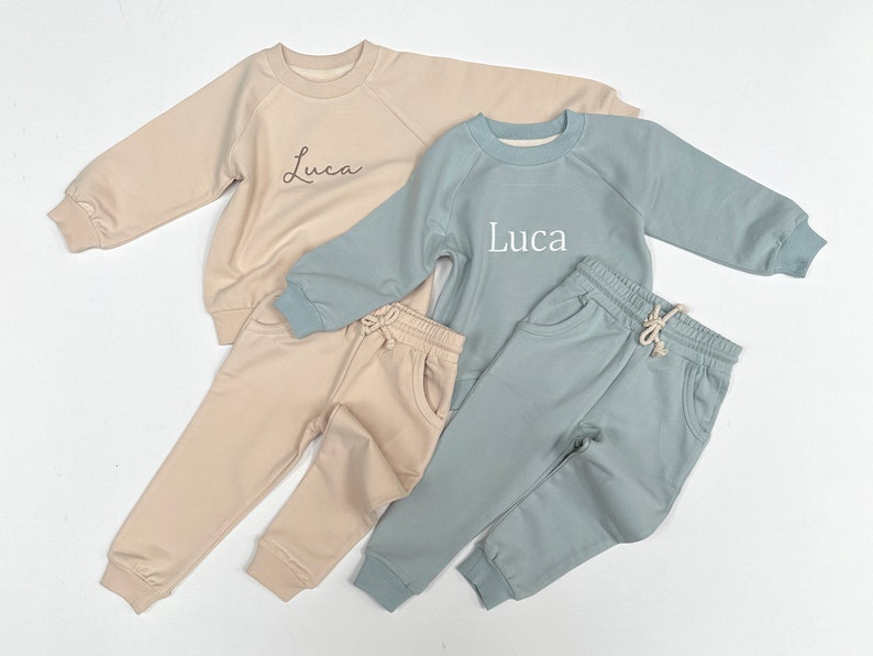 Personalised Kids Organic Cotton Tracksuit Embroidered Name Perfect for Baby and Toddler image 1