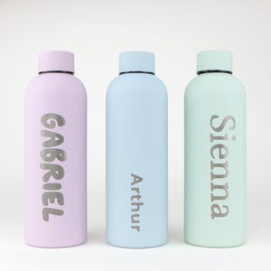 Personalisierte Thermosflasche - Perfekt für Schule, Reisen, Büro, Fitnessstudio - Laser graviert - großer oder kleiner Name