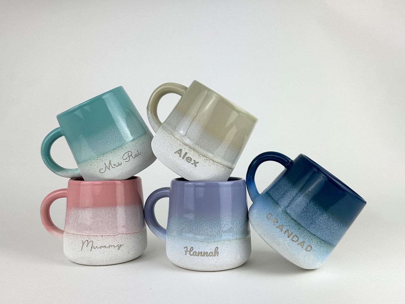 Personalised Hand-Dipped Stoneware Mug - Reactive Glaze 360ml Cup - Custom Cosy Coffee & Tea Gift