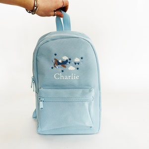 Personalised Airplane Canvas Backpack - Kids Backpack - Nursery Bag - Travel Bag - Toddler Backpack - Kids Backpack