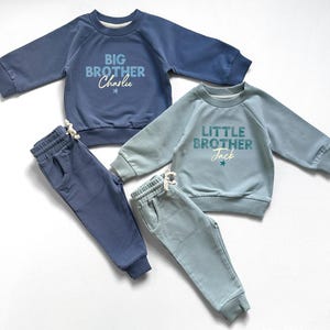 Personalised Big and Little Brother Tracksuit for Babies and Children - Baby Announcement - Sibling Twinning - Brothers