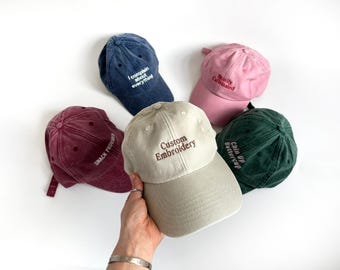 Personalised Vintage Cap Custom Embroidered Name/Text Dad Cap Family Gift
