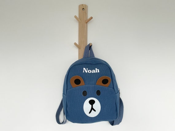 Personalised Teddy Bear Canvas Backpack Nursery Bag Travel Bag Toddler Backpack Etsy