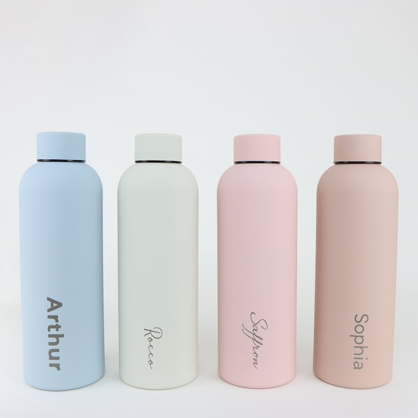 Personalised Insulated Water Bottle - Perfect for School, Travel, Office, Gym - Laser Engraved - Minimalistic Style