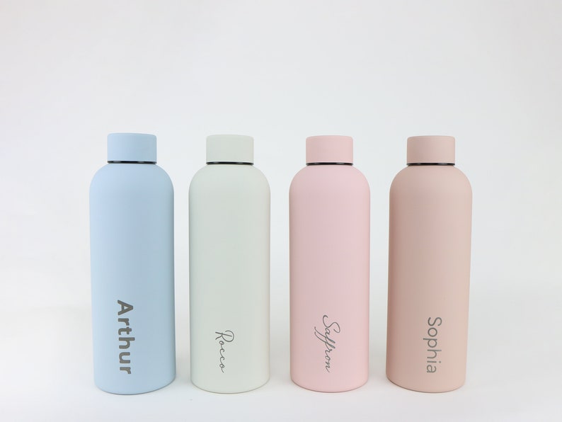 Personalised Insulated Water Bottle Perfect for School, Travel, Office, Gym Laser Engraved Minimalistic Style image 1