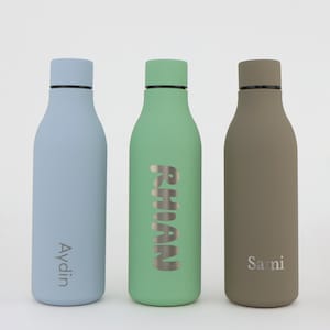 Personalised Insulated Stainless Steel Water Bottle - 550ml - Laser Engraved - Perfect for School, Work, Travel, Holidays, Camping, College