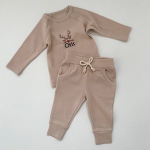 Personalised Christmas Kids Organic Cotton Ribbed Set - Embroidered - Perfect for Baby and Toddler