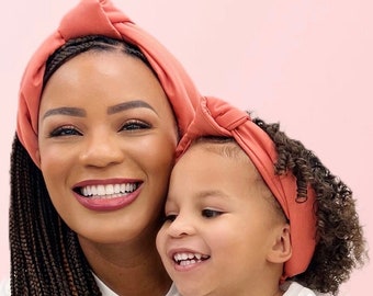 Matching Mommy and Me Headband Set: Soft Cotton Top Knot Headbands