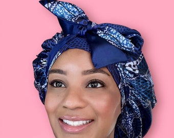 Luxurious Satin Double Lined Bonnet | Colorful Bow-Tie Satin Lined Elastic Band | Bow-Tie and Stretch Bonnet | Secured Fit | Perfect Gift