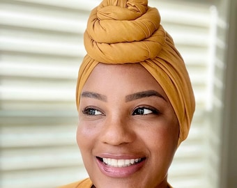 SATIN LINED Headwrap | Pre Tied Top Knotbun | Protective Style | Chemo Cover | Alopecia | Top Knot Wrap | Ful Satin Lined Turban