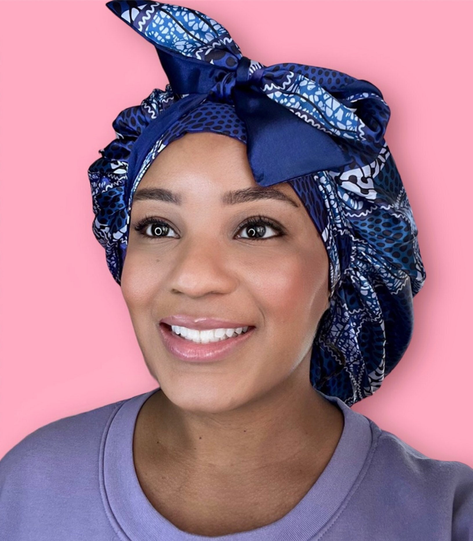 ★RAIVE★ Bonnet Satin Bagpack Stay on reversible satin bonnet - Bottle Green – Hair Wrap