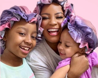 Pink Mommy And Baby Matching Bonnets Matching Mommy And Me Satin