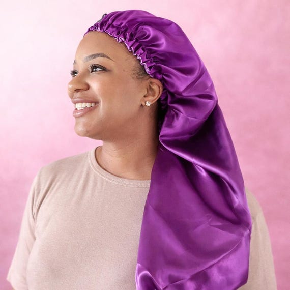 Extra Long Silk Bonnet for Sleeping with Adjustable Tie Band Amazon.com: Satin Silk Hair Bonnet for Sleeping Large  main image 2