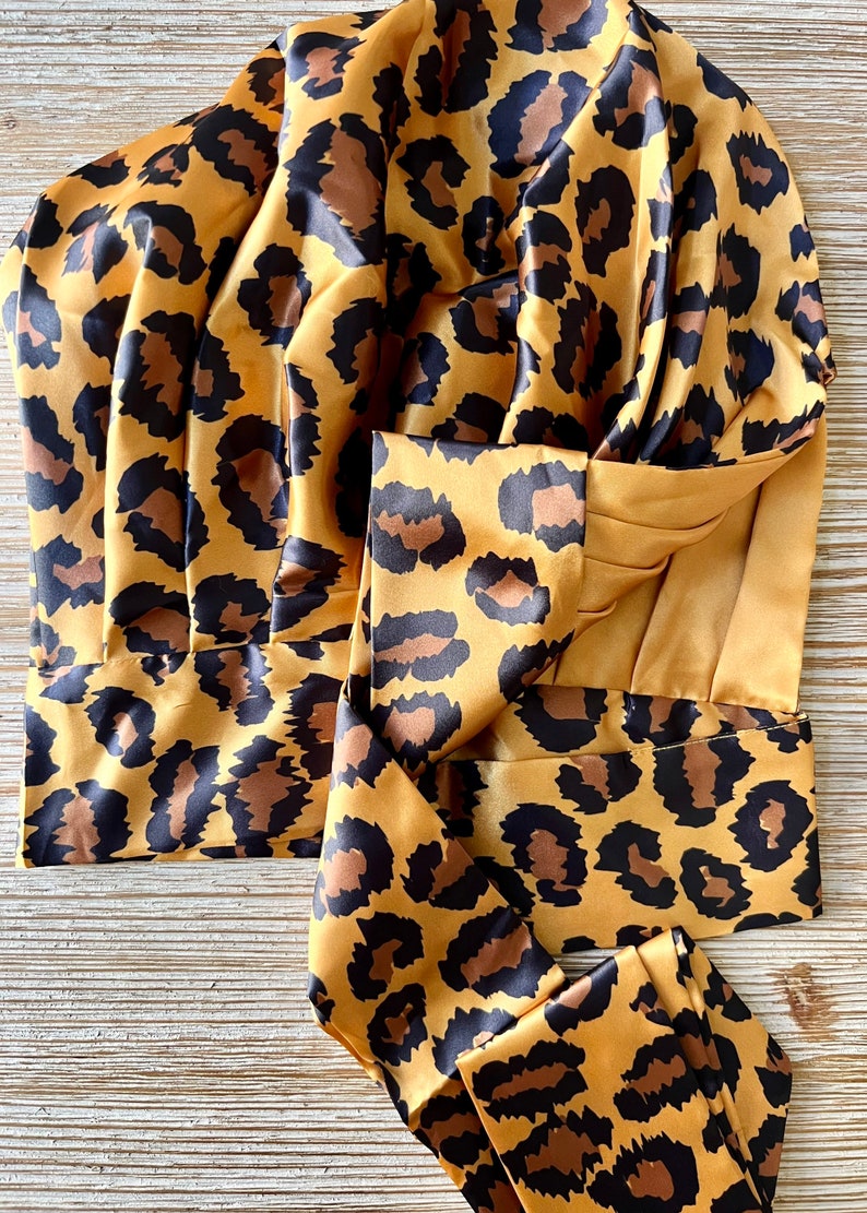 Luxurious Large Double Satin Lined Bonnet Cheetah Print Bow-Tie Satin Lined Bonnet Premium Buttery Silky Satin Perfect Gift Gold