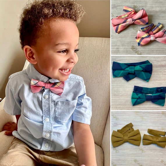 Father Son Matching Dusty Blue Cotton Bow Ties – Men & Boys Wedding Set