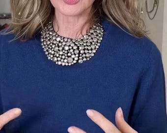 Collar con colgante de guijarros estilo Trinny / Babero con bola de metal gruesa / Dorado o plateado / Pieza llamativa