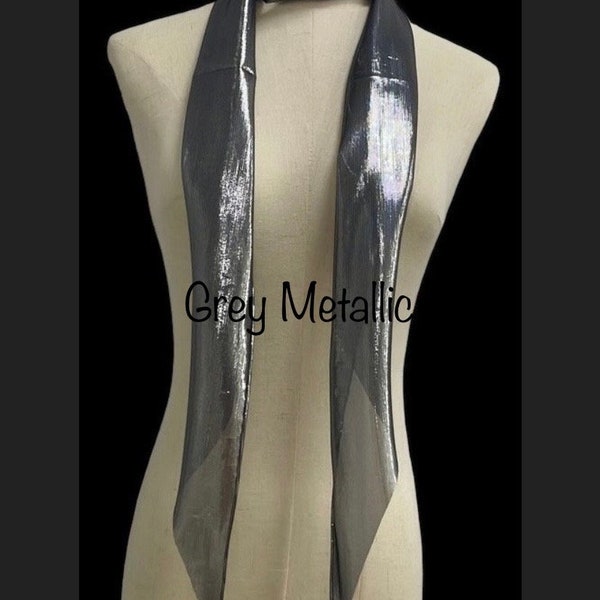 Metallic Silver Scarf, Trinny scarf, Silk metallic Scarf, Trinny, gift for mum, gift for girlfriend, birthday gift, handmade gift