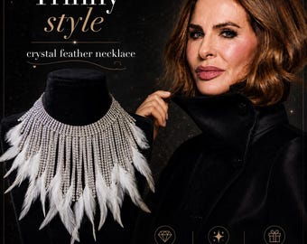 Trinny feather crystal feather necklace