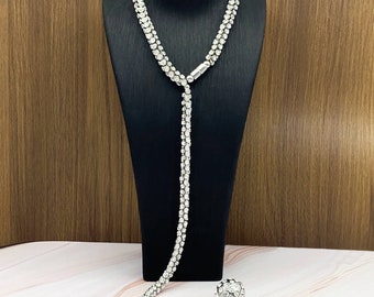 Trinny Woodall inspired necklace, lariet long crystal necklace, crystal scarf necklace