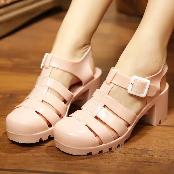 high heel jelly sandals