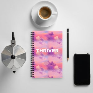 THRIVER Spiral Notebook, Lindo diario, Diario motivacional inspirador, Bloc de notas de artistas, Páginas punteadas