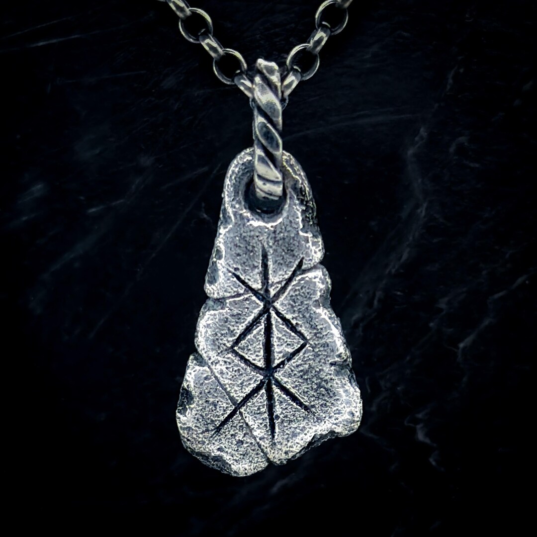 Protection Necklace, Sterling Silver Bind Rune Pendant With Algiz ...