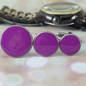 Purple cuff links, Mens Silver Cuff links, Cuff links for Groom Best Man, Wedding cuff links, formal cufflinks, casual cuff links