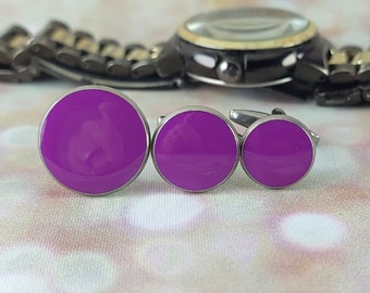 Purple cuff links, Mens Silver Cuff links, Cuff links for Groom Best Man, Wedding cuff links, formal cufflinks, casual cuff links