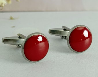 Anciens Boutons De Manchette Et Dessus De Bar En Verre Rubis – Style Vintage Doré – Occasion élégante