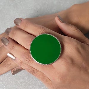18 colours available! Large oversized womens statement ring. Large green costume ring with adjustable band